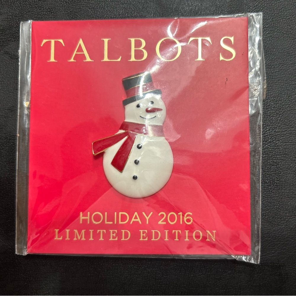 Talbots 2016 Holiday Snowman Limited Edition Brooch.  New, never worn.